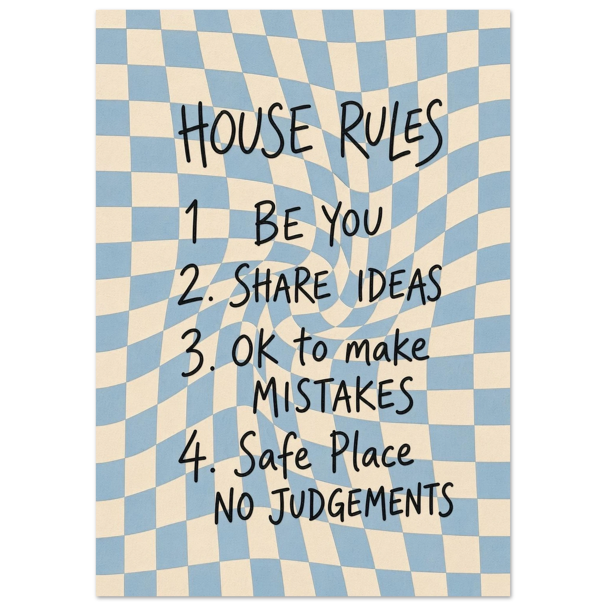 HOUSE RULES · Blue art print