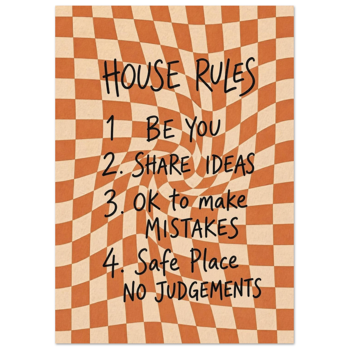 HOUSE RULES · Terracotta art print