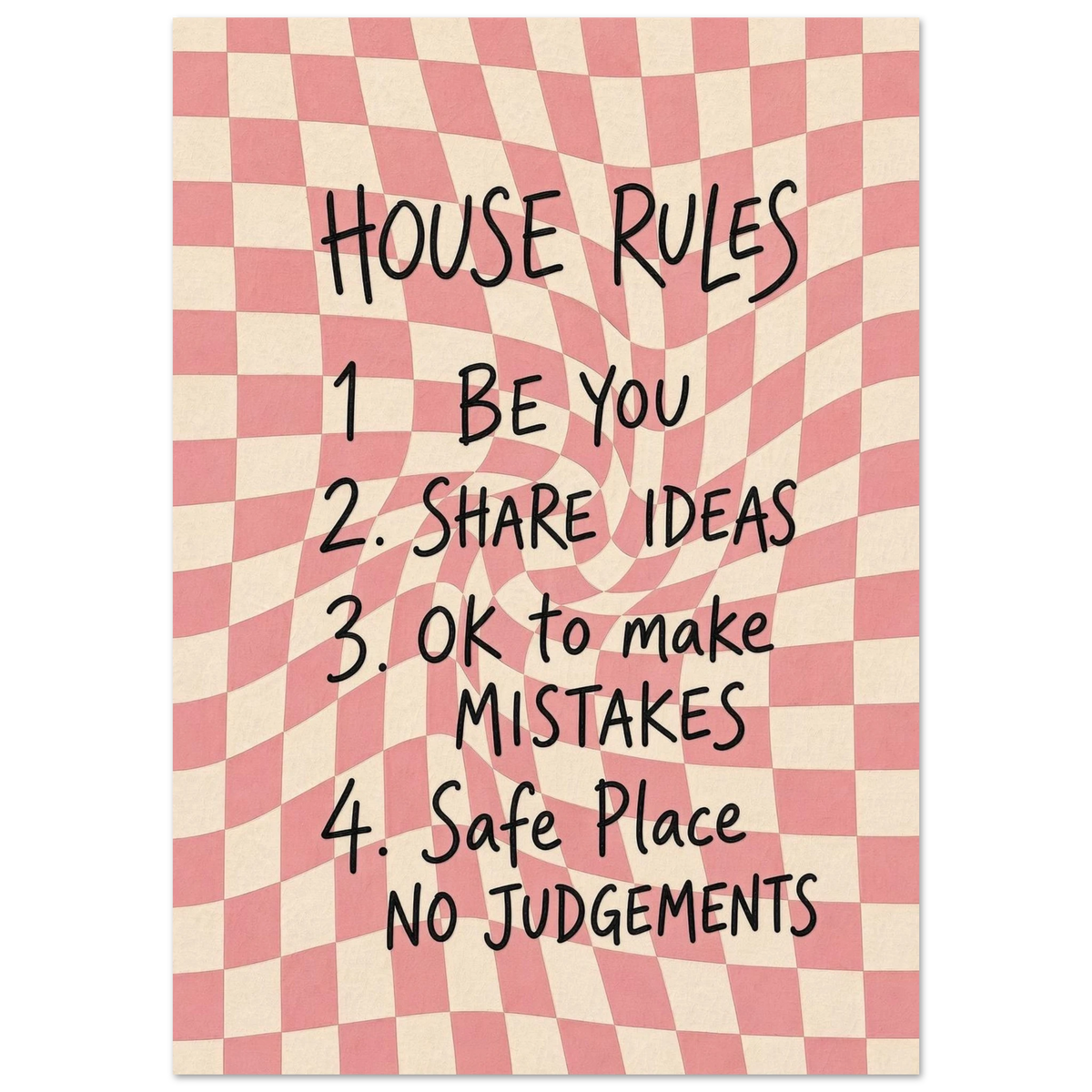 HOUSE RULES · Pink art print