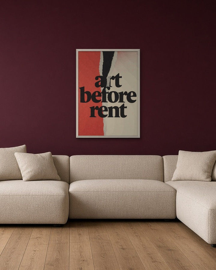 ART BEFORE RENT framed on a wall