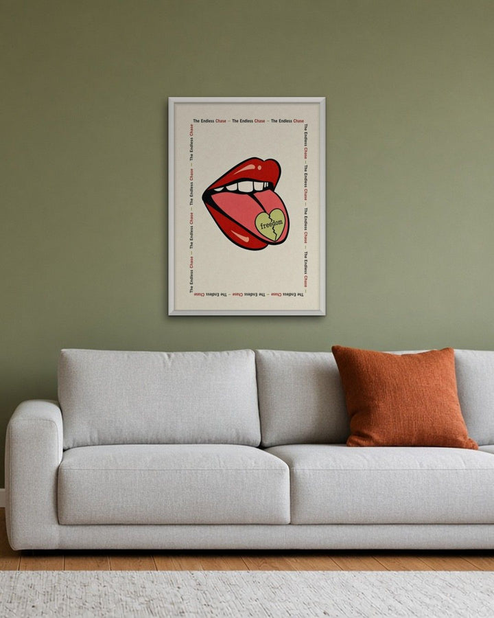 THE ENDLESS CHASE framed on a wall